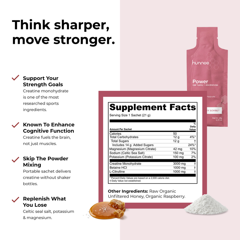 Supplement packaging with ingredient list and promotional text on a light pink background