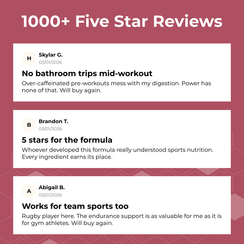 Five-star reviews with user names and dates on a red background