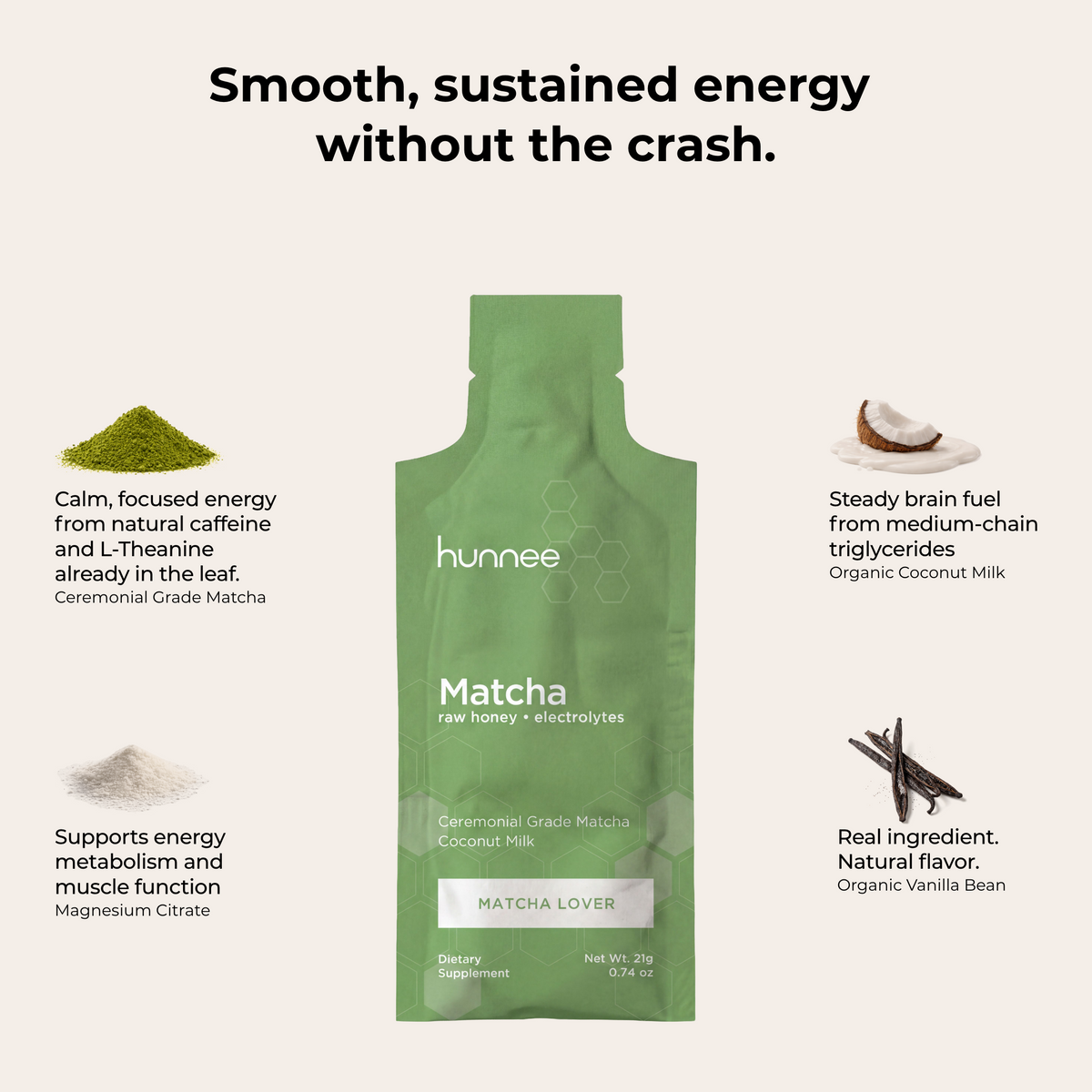 hunnee matcha superfood honey sachet