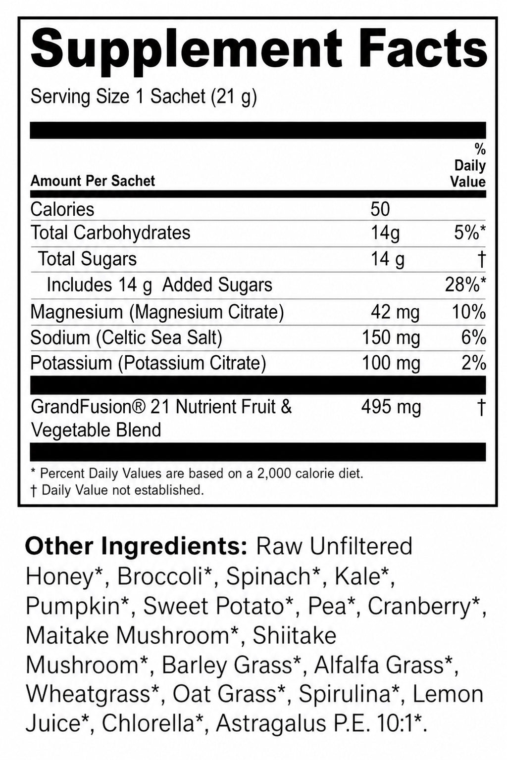 Greens supplement facts